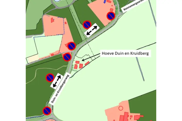 Tijdelijk verbod op stilstaan en parkeren Duin- en Kruidbergerweg
